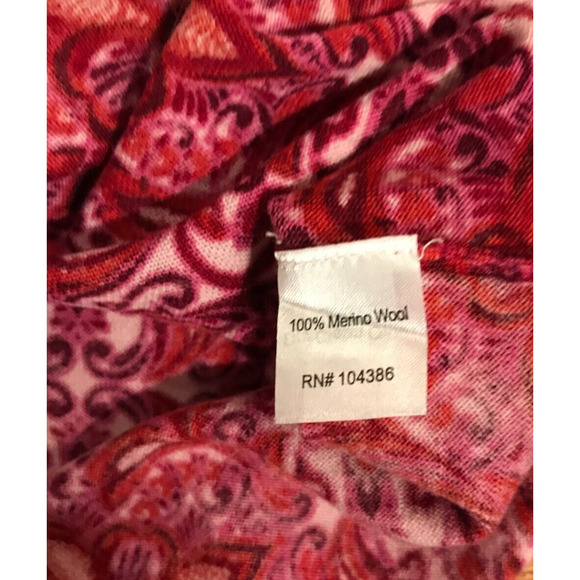 Garnet Hill Signature Merino Crewneck L/S Pink and Red Print Sweater - MEDIUM - Picture 7 of 8